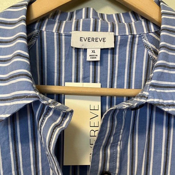 NWT Evereve Everly Blue & White Striped Shirt - Picture 4 of 12